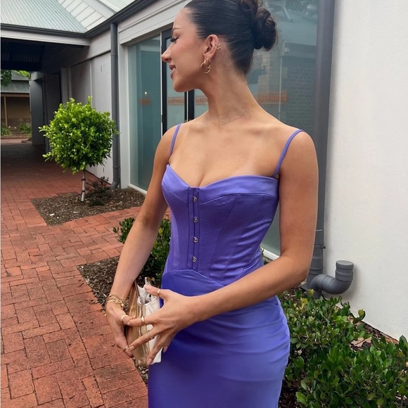 HOUSE OF CB Imogen Purple Corset Midi Dress XS - Picture 1 of 9